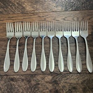 Oneida Silver Camber Cresta Windswept Scroll (10) Salad Forks
